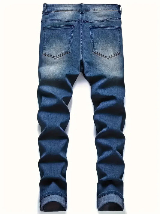 Men’s Distressed Jeans – Street Style Stretch Denim with Ripped Details, Comfortable Everyday Fashion for All Seasons
