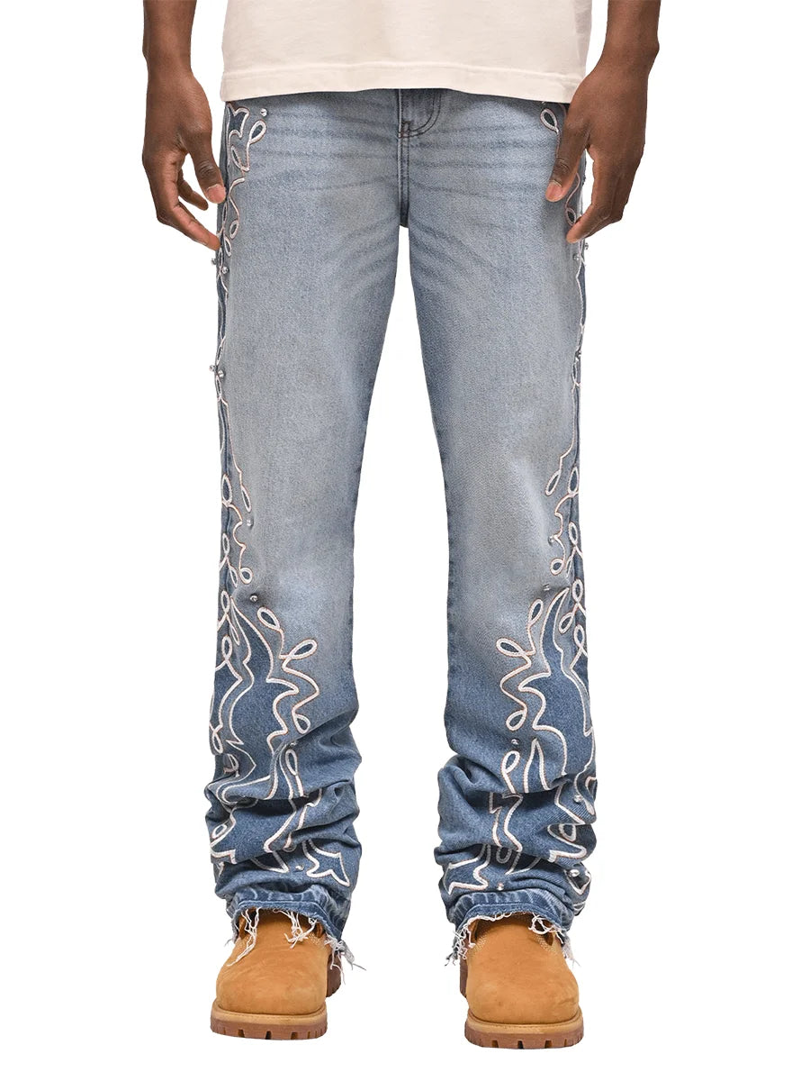 Men’s Stretch Denim Jeans – Classic Five-Pocket Design with Distressed Details, Comfortable for Everyday Wear