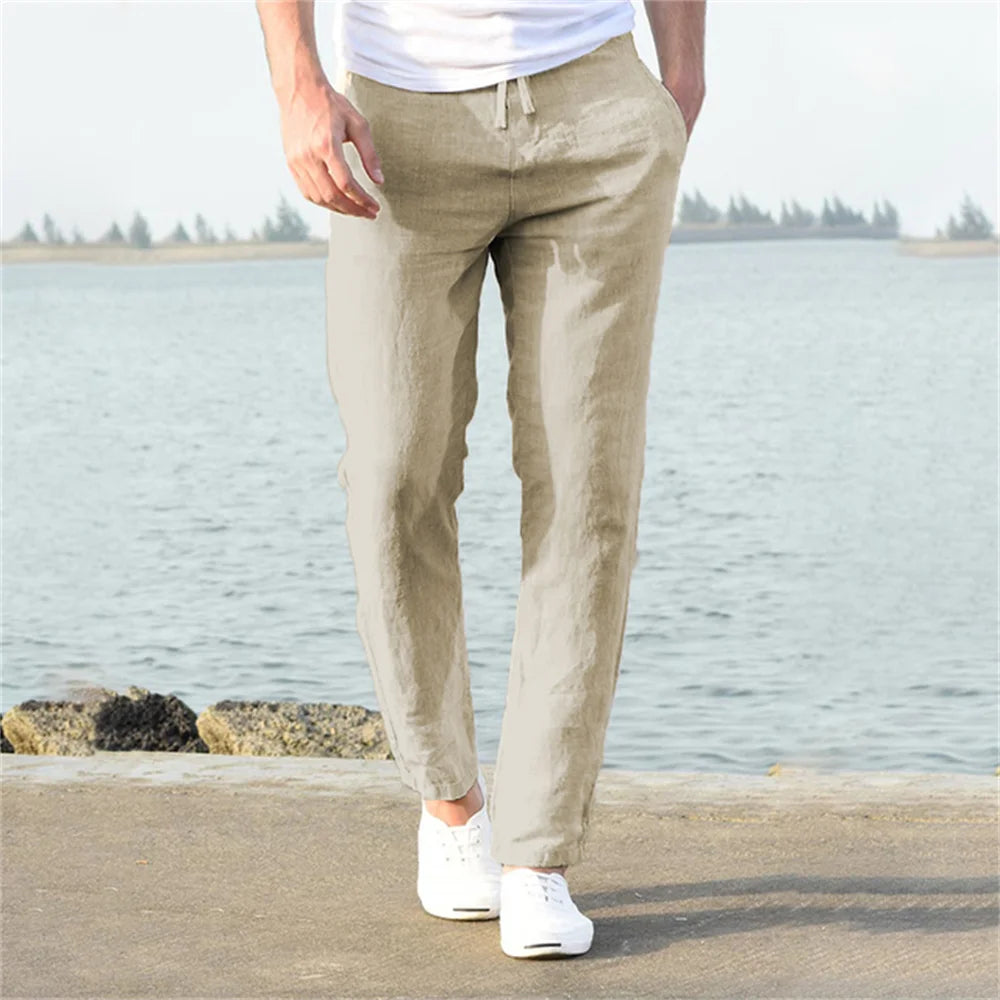 Men’s Cotton-Linen Pants – Breathable Solid-Color Autumn Trousers, Casual Fitness Streetwear S-3XL