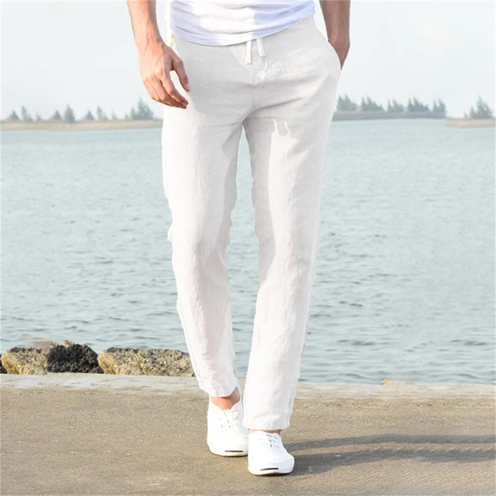 Men’s Cotton-Linen Pants – Breathable Solid-Color Autumn Trousers, Casual Fitness Streetwear S-3XL